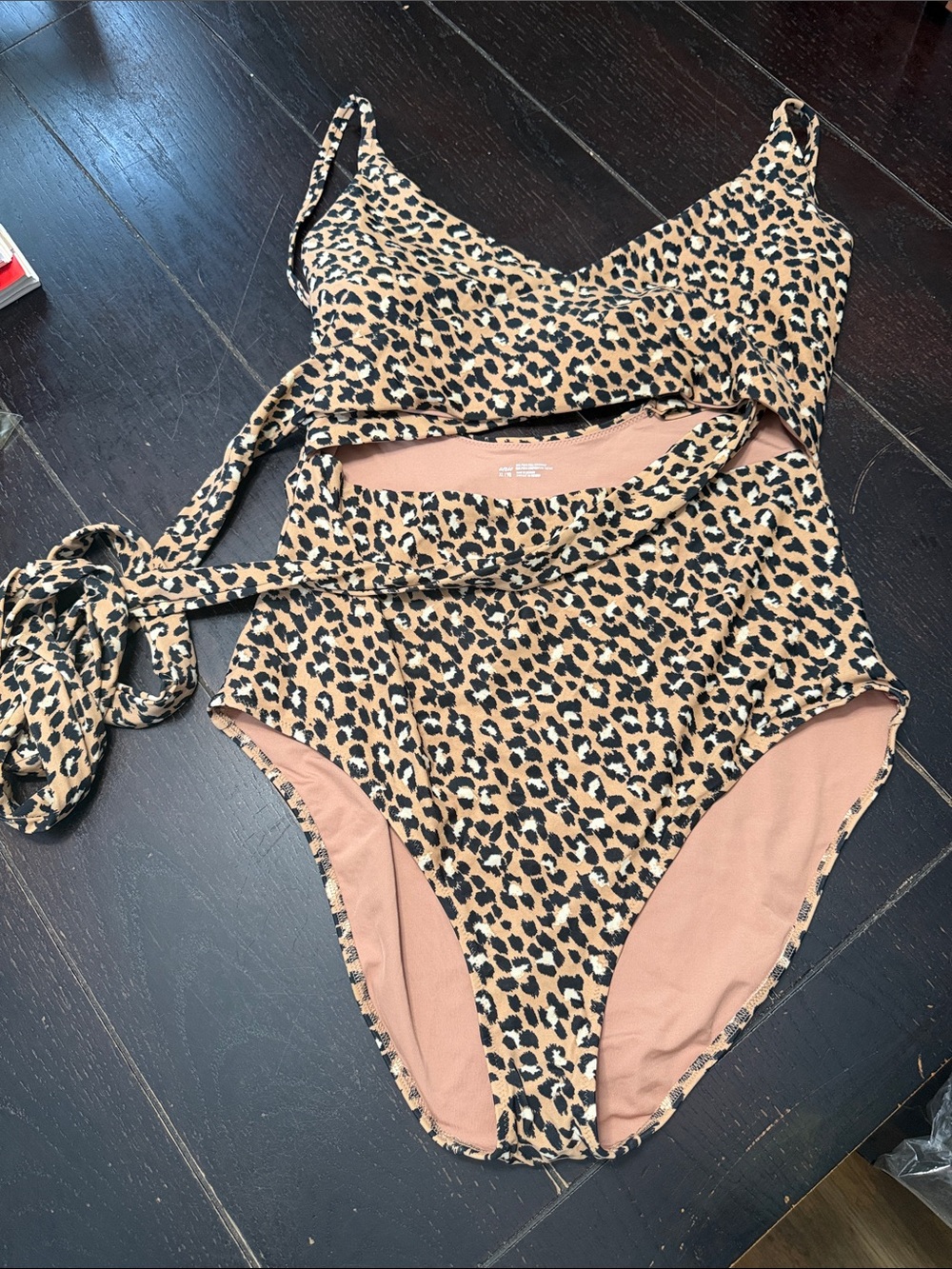 aerie Leopard Print One-Piece Swimsuit - Tan/Black